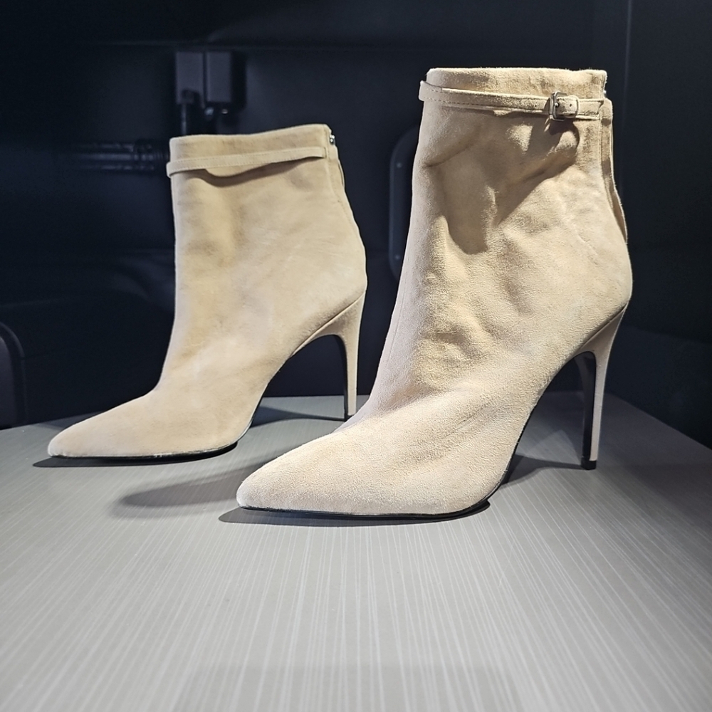 Reiss Ashton Suede Pointed Toe Buckle Stiletto Heeled Boots‎ 40 (US 9) NWOT